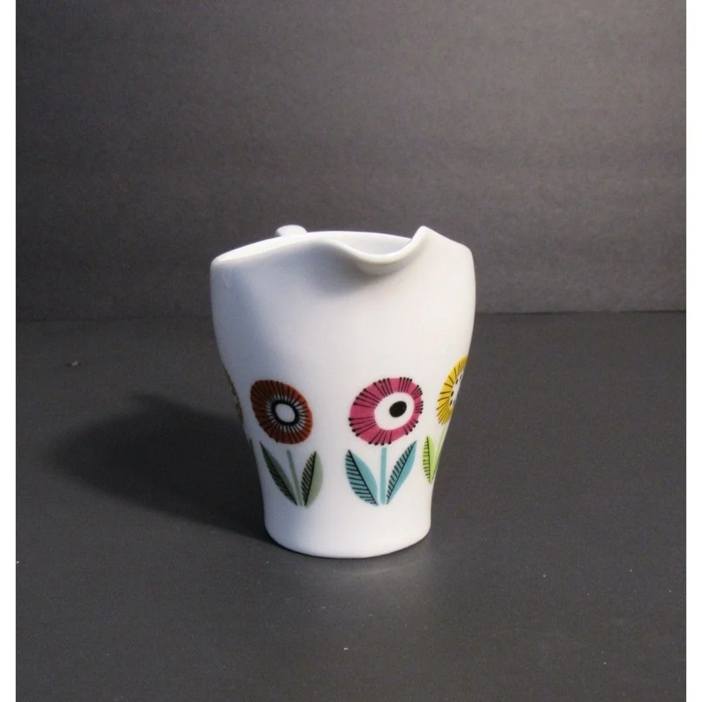 Upsala Ekeby Karlskrona Creamer Sweden Mid Century Modern Floral Ceramic MCM